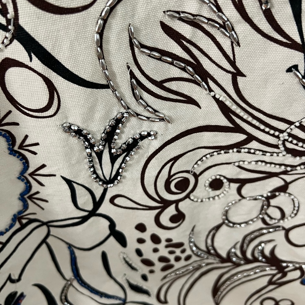 Zara Black, Brown Silver, Cooper, Blue and White Patterned Mini Dress - Picture 8 of 9